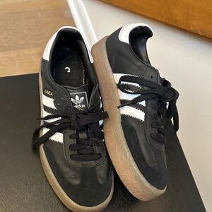 Adidas Black and White Sneakers with Gum Sole